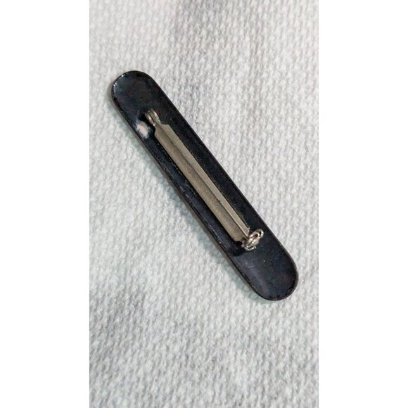 Vintage Black Etched Bar Pin Brooch Floral Design Long 3" Elegant Jewelry Accent - Picture 3 of 5